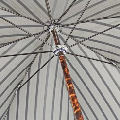 Elegant Striped Umbrella - Flamed Natural beech Wood-Handle