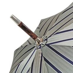 Elegant Striped Umbrella - Flamed Natural beech Wood-Handle