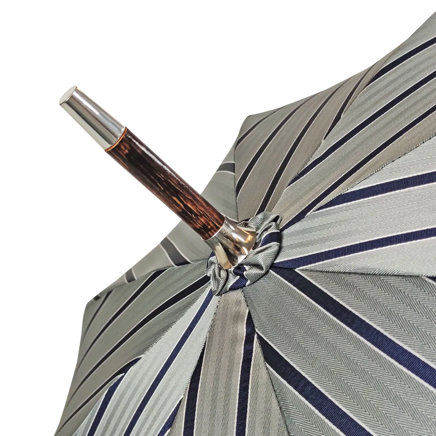 Elegant Striped Umbrella - Flamed Natural beech Wood-Handle