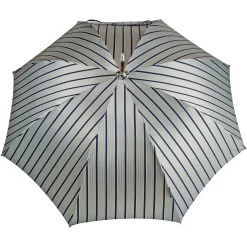 Elegant Striped Umbrella - Flamed Natural beech Wood-Handle