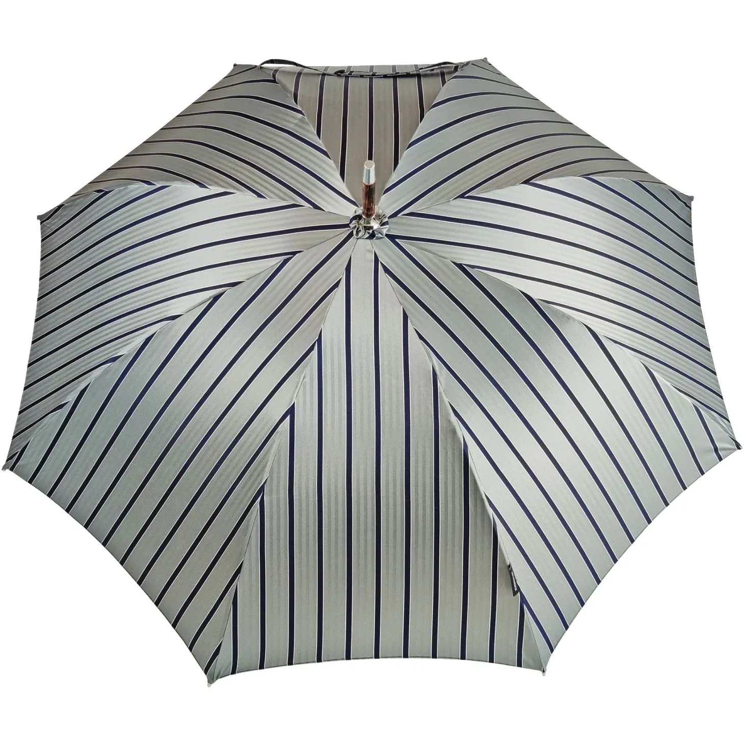 Elegant Striped Umbrella - Flamed Natural beech Wood-Handle