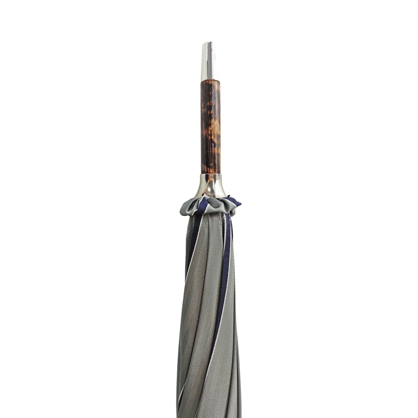 Elegant Striped Umbrella - Flamed Natural beech Wood-Handle