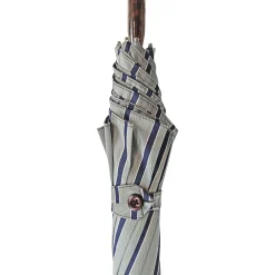 Elegant Striped Umbrella - Flamed Natural beech Wood-Handle