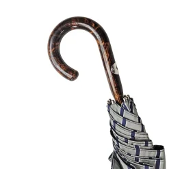 Elegant Striped Umbrella - Flamed Natural beech Wood-Handle