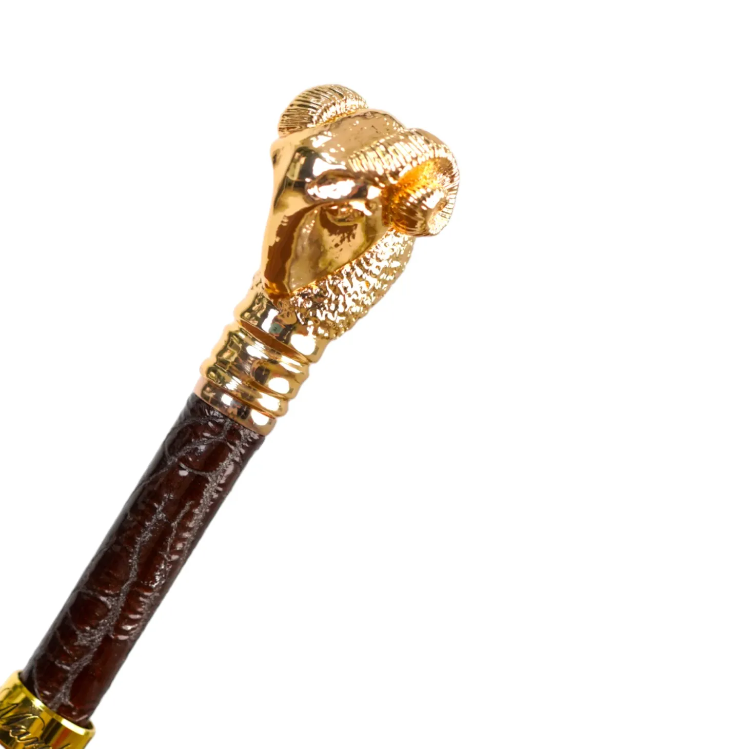 Elegant Tobacco Umbrella with Gold Ram