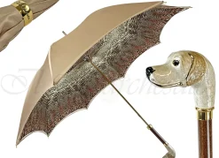 Elegant umbrella in animalier style and hand-enamelled Dog