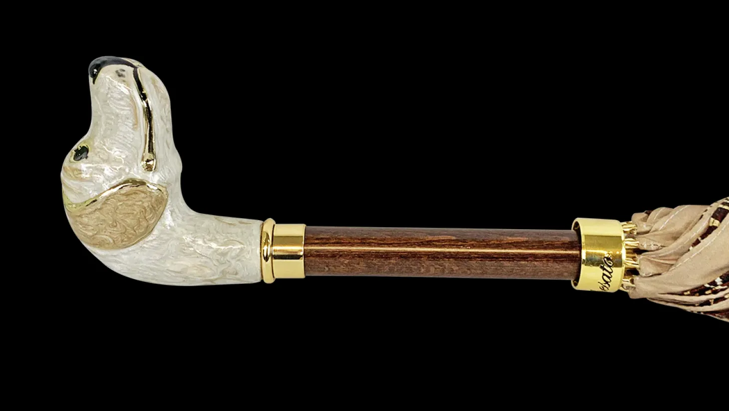 Elegant umbrella in animalier style and hand-enamelled Dog