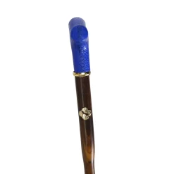 Elegant Umbrella with Blue Leather Handle and Beechwood Shaft