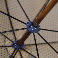 Elegant Umbrella with Blue Leather Handle and Beechwood Shaft