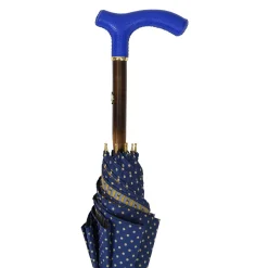 Elegant Umbrella with Blue Leather Handle and Beechwood Shaft