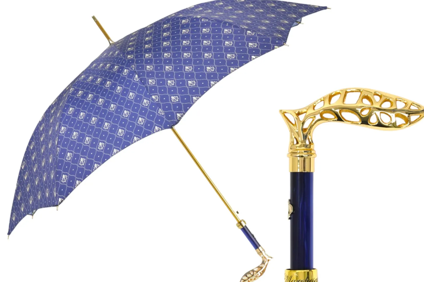 Elegant Umbrella with Filigree Metal Handle and Lily Design