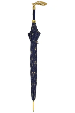 Elegant Umbrella with Filigree Metal Handle and Lily Design