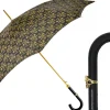 Elegant Umbrella with Leather Handle, Gold Skull, and Ornate Black and