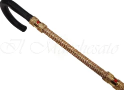 Elegant Walking Cane Encrusted with Swarovski Crystals- Leather Handle