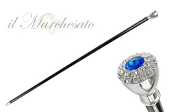 Elegant Walking stick with Silver-Plated Knob and crystals