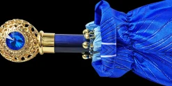 Exclusive peacock design with Sapphire crystals