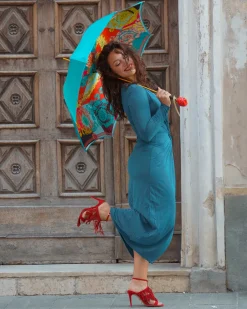 Exclusive umbrella with colorfull Sicily "Testa di moro"