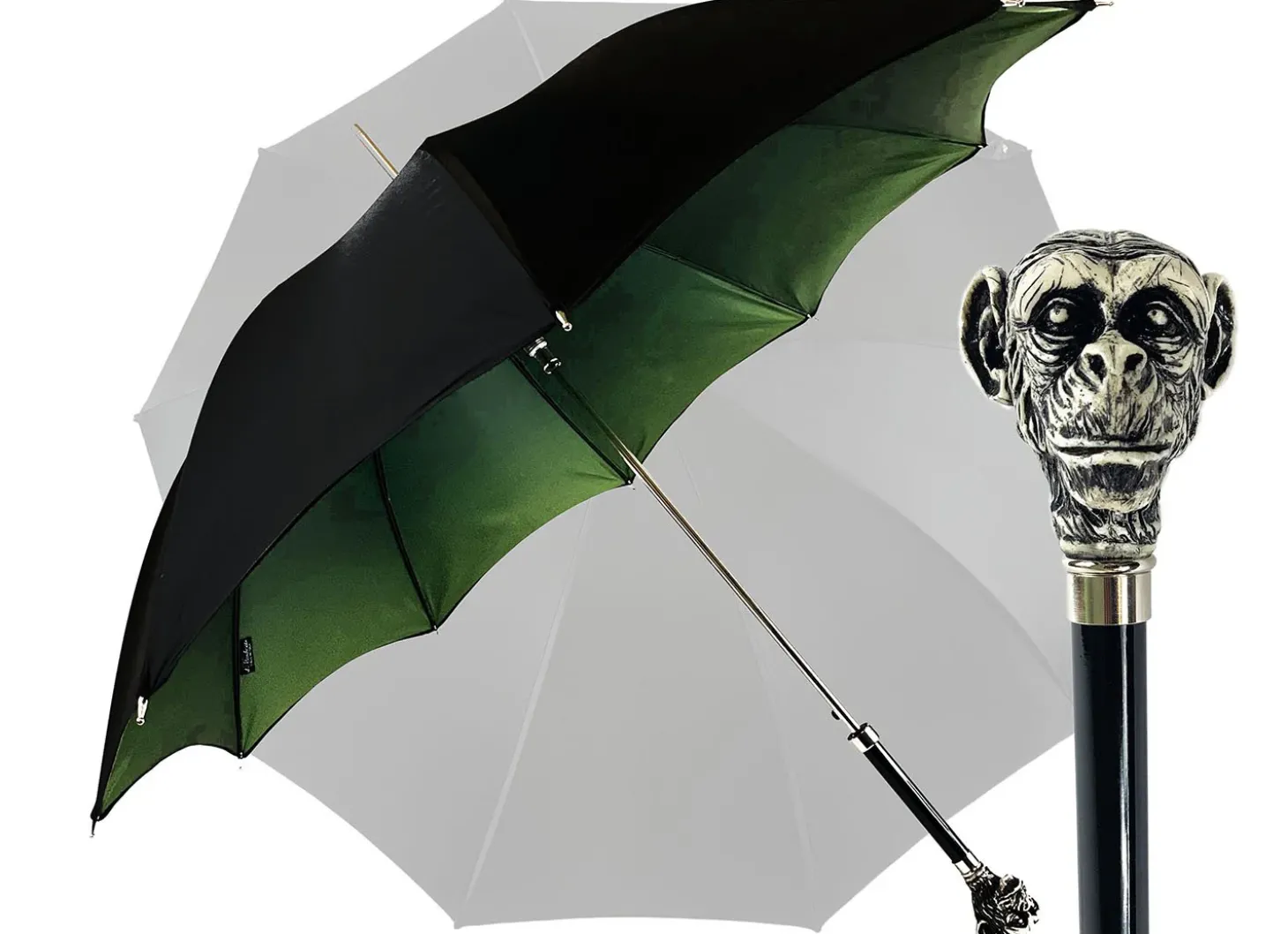 Exclusive umbrella with hand-painted monkey handle