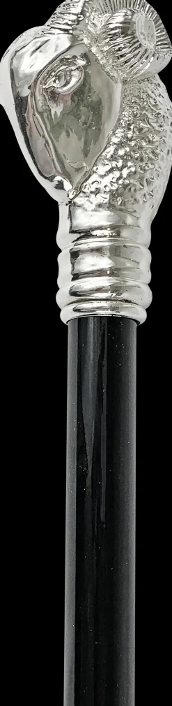 Exclusive Walking stick with Silverplated 925 Ram