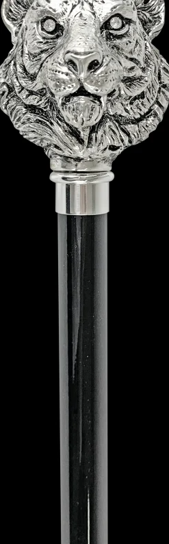 Exclusive Walking stick with Silverplated 925 tiger