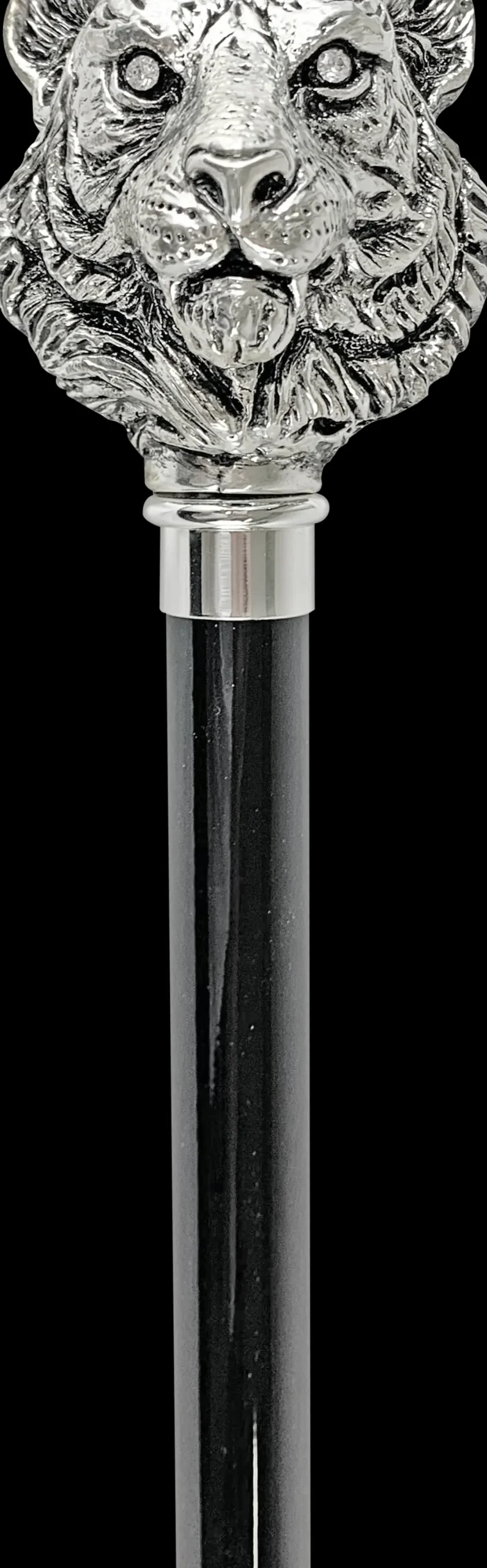 Exclusive Walking stick with Silverplated 925 tiger