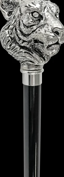 Exclusive Walking stick with Silverplated 925 tiger