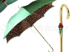Fanciful Green Umbrella with Roses