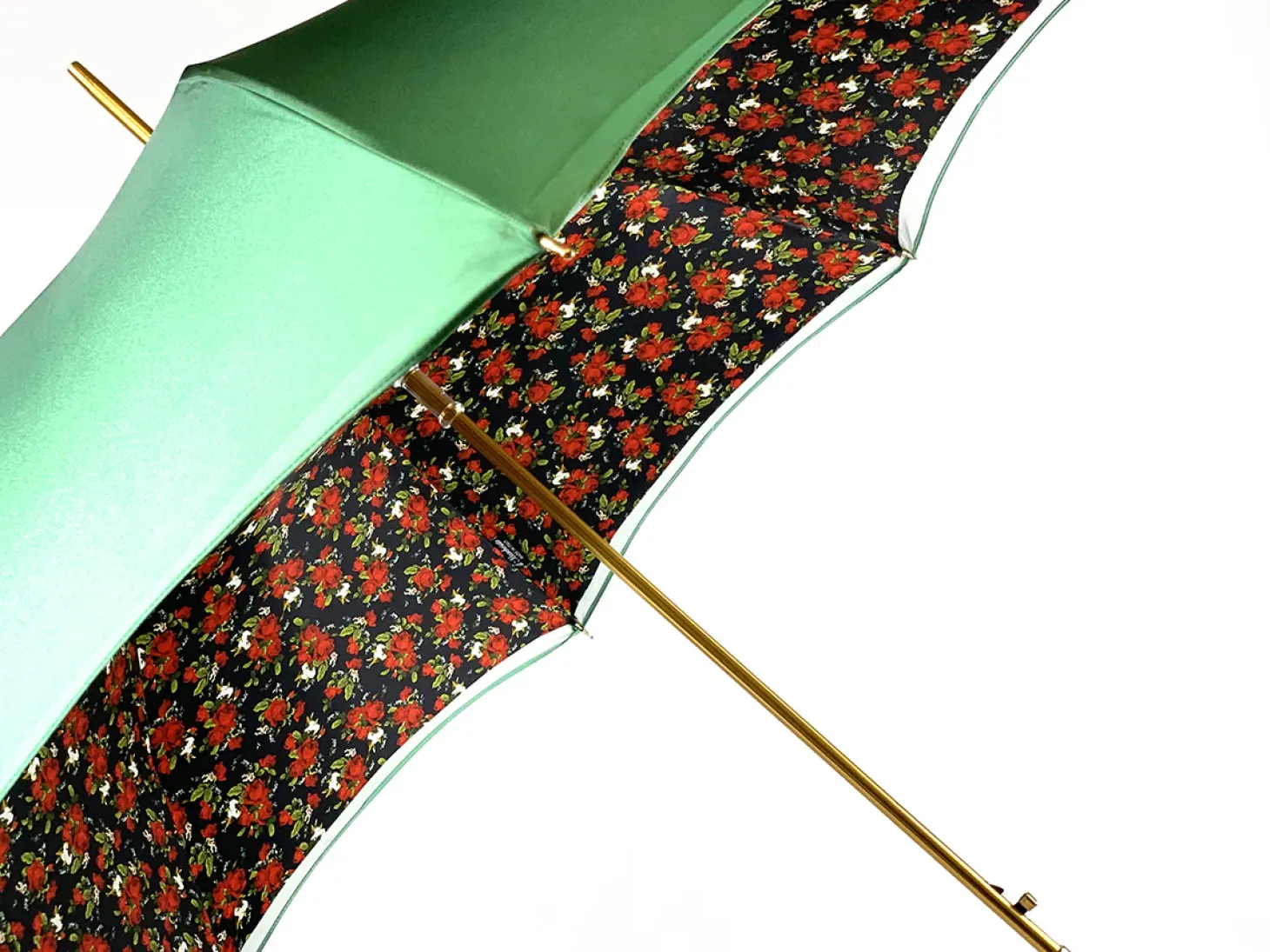 Fanciful Green Umbrella with Roses