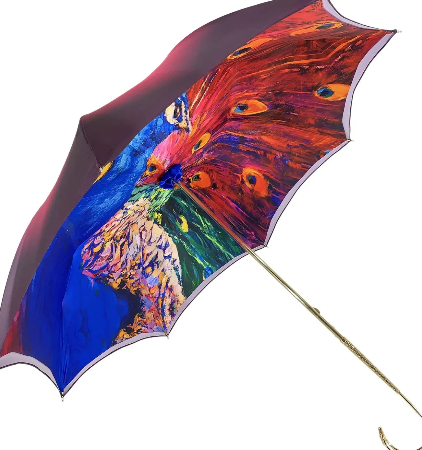 Fanciful Umbrella With Peacock Design