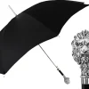Fantastic Black umbrella for man with Silverplated Lion
