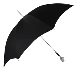Fantastic Black umbrella for man with Silverplated Lion