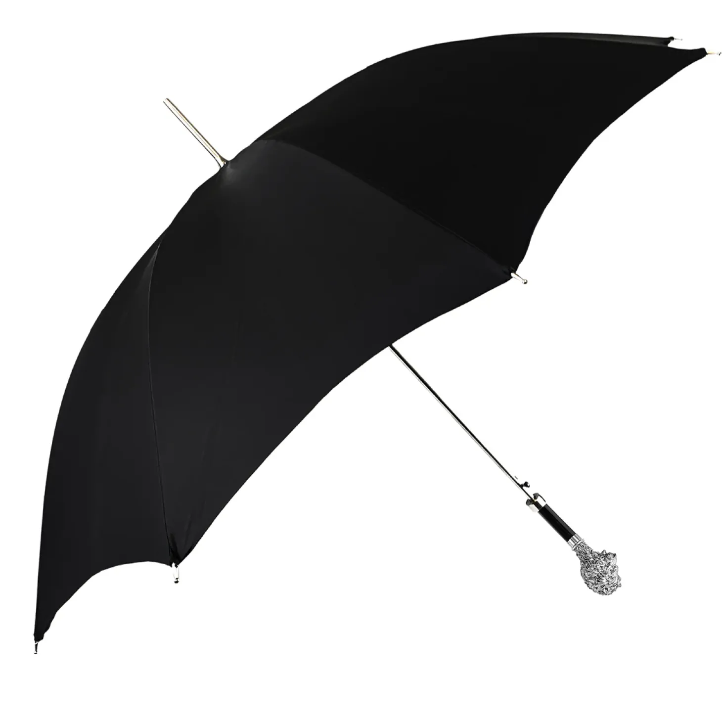 Fantastic Black umbrella for man with Silverplated Lion