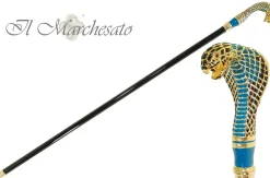 Fantastic Gold Plated Cobra - Hand Enamelled - Walking Cane