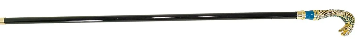 Fantastic Gold Plated Cobra - Hand Enamelled - Walking Cane