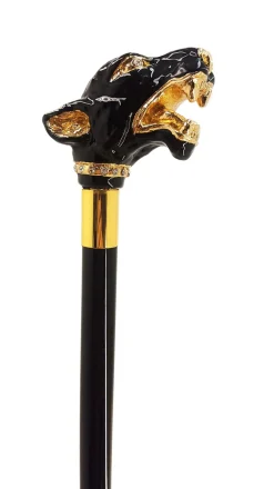 Fantastic Gold Plated Dog - Hand Enamelled - Walking Cane