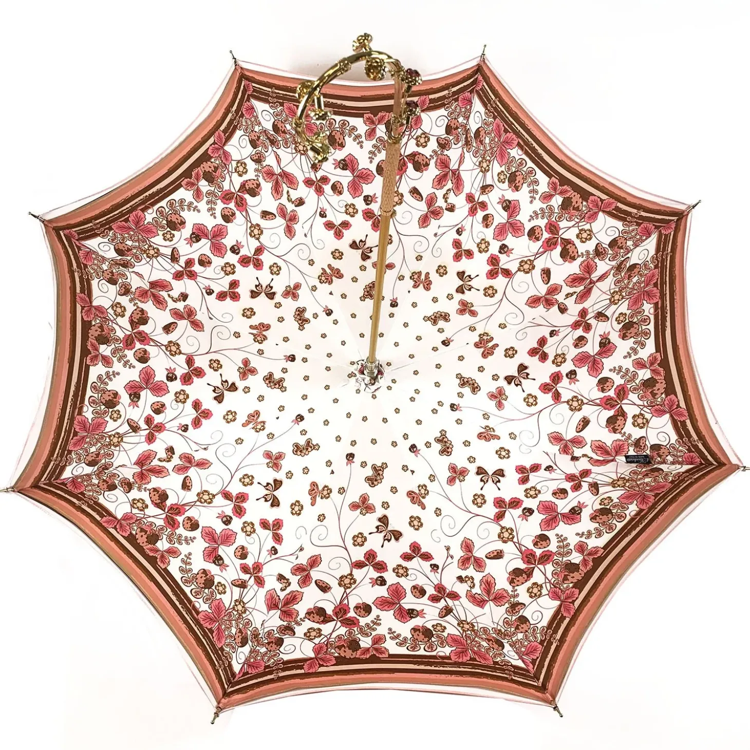 Fantastic light pink umbrella with Special flowered handle