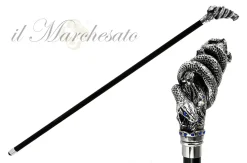 Fantastic silver-plated handle - Snake on branch and sapphire crystals