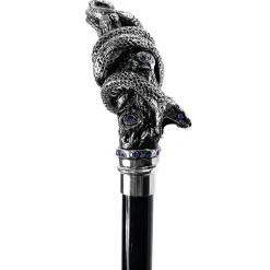 Fantastic silver-plated handle - Snake on branch and sapphire crystals