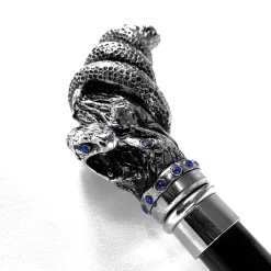 Fantastic silver-plated handle - Snake on branch and sapphire crystals