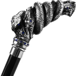 Fantastic silver-plated handle - Snake on branch and sapphire crystals