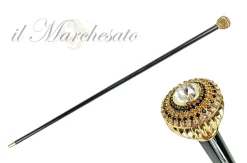 Fine and elegant Walking stick with topaz and black crystals