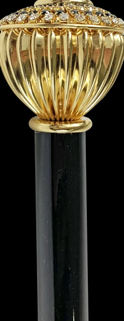 Fine and elegant Walking stick with topaz and black crystals