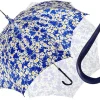 Flowered Marguerite Parasol - Blue Leather Handle