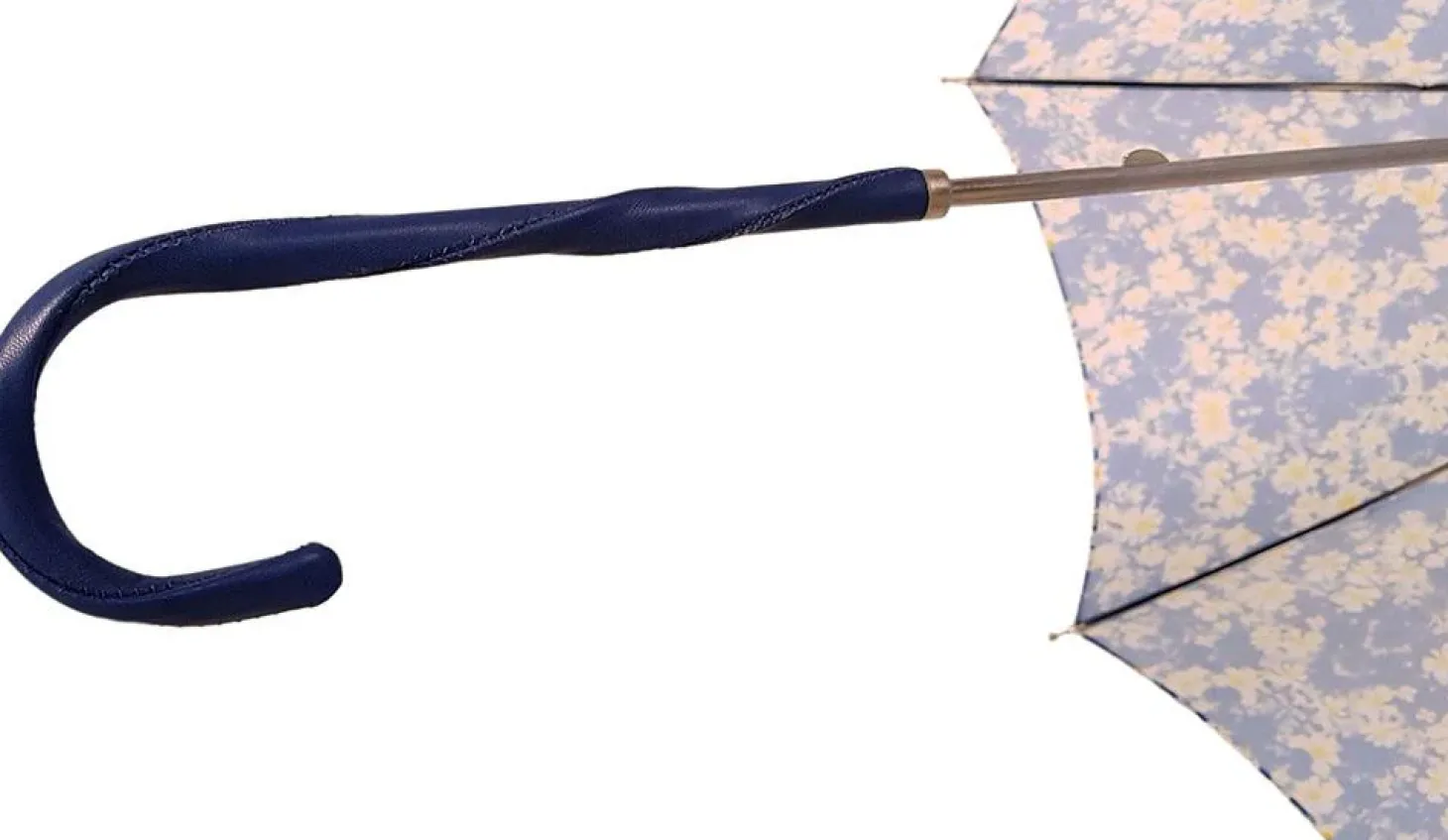 Flowered Marguerite Parasol - Blue Leather Handle
