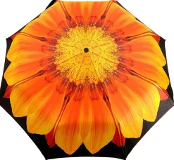 Foldable Women's Umbrella - Orange Flower Pattern