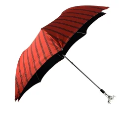 Folding Umbrella for Men with Silver-plated Bull Handle