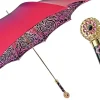 Fuchsia umbrella with medallion and crystals