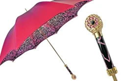 Fuchsia umbrella with medallion and crystals