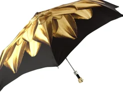 Gold And Brown Dahlia Folding Umbrella