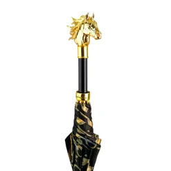 Gold Horse Head Handle Umbrella – Elegant Equestrian Design